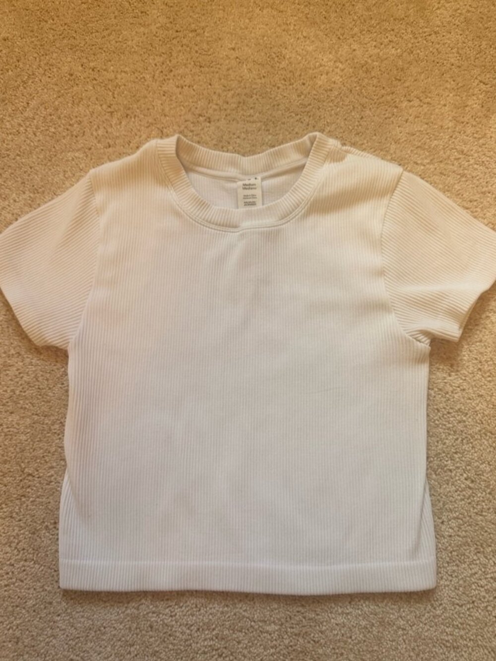 ❤👩👩👦White Ribbed Short-Sleeve Workout Tee - Picture 1 of 2